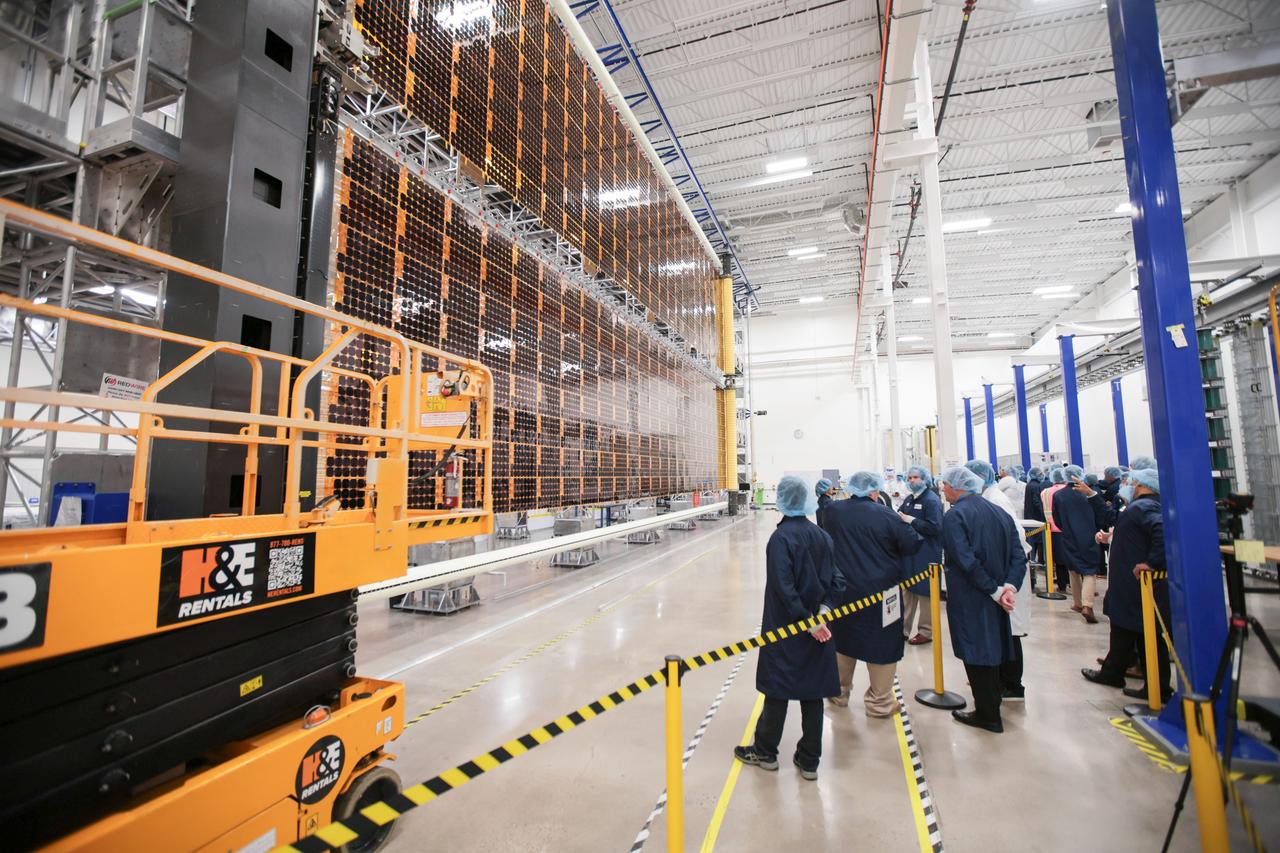 Roll-Out Solar Array wing for Gateway deployed inside Redwire's facility.