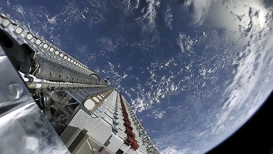 A SpaceX Starlink mission rocket launching.