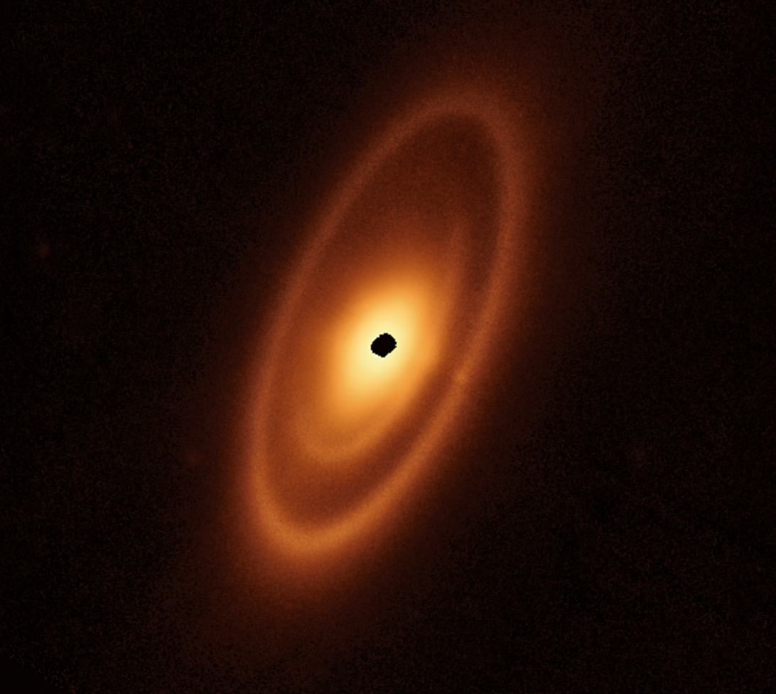 Image of the dusty debris disk around the young star Fomalhaut.