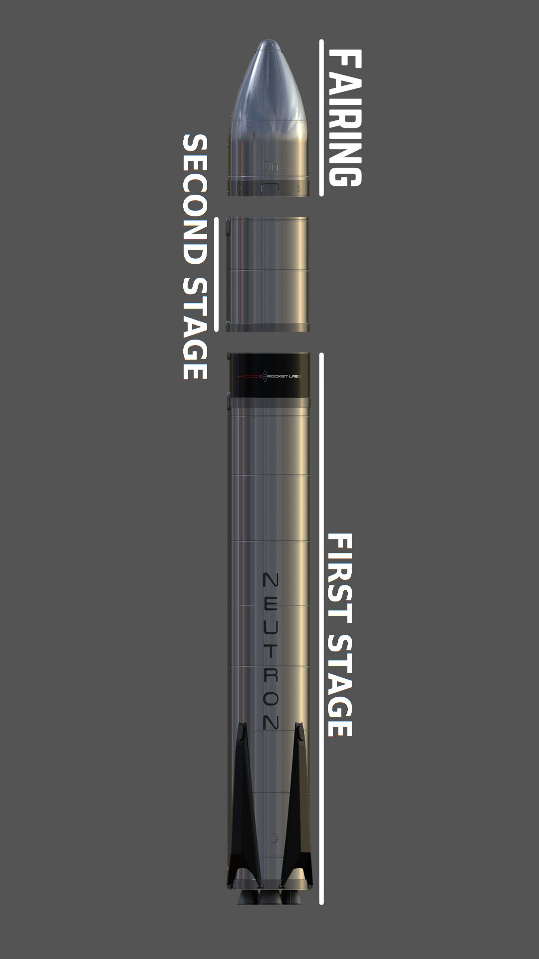 Early diagram of Rocket Lab Neutron rocket parts.