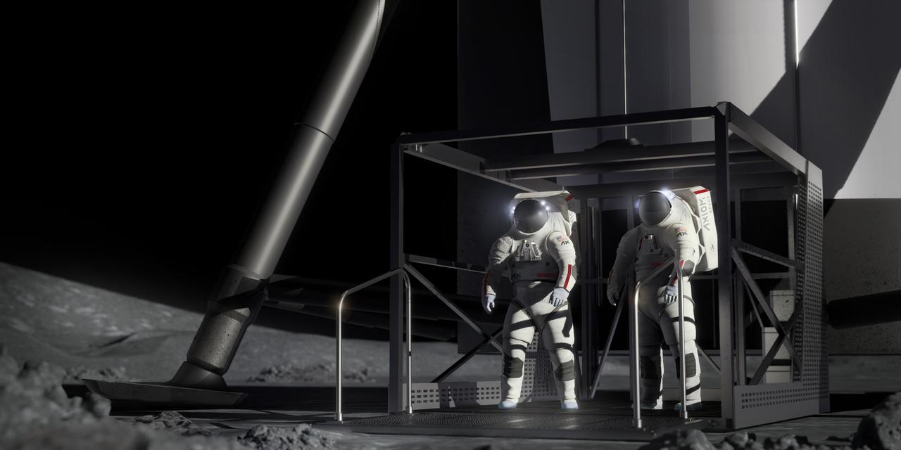 Artist's concept of SpaceX's Starship HLS on the Moon for Artemis.