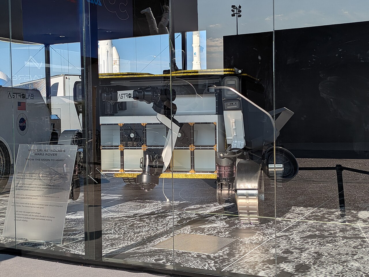 Venturi Astrolab's FLIP rover, a lunar vehicle, at the Paris Air Show.