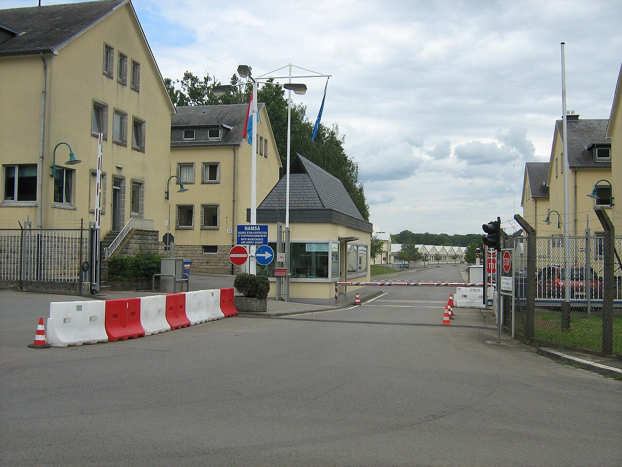 Main entrance of the NATO Support and Procurement Agency in Capellen, Luxembourg.