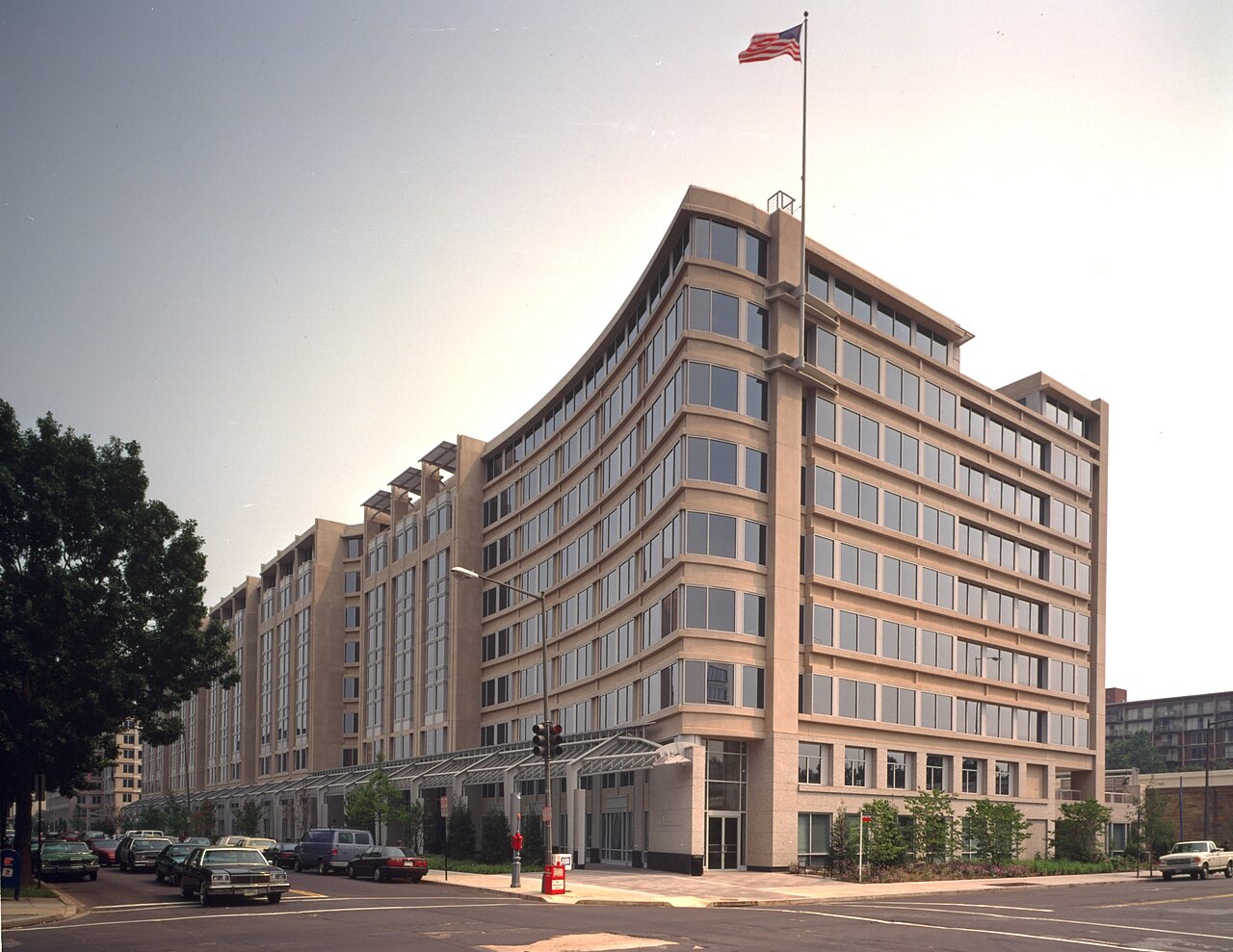 Exterior view of the NASA Headquarters building in Washington D.C.