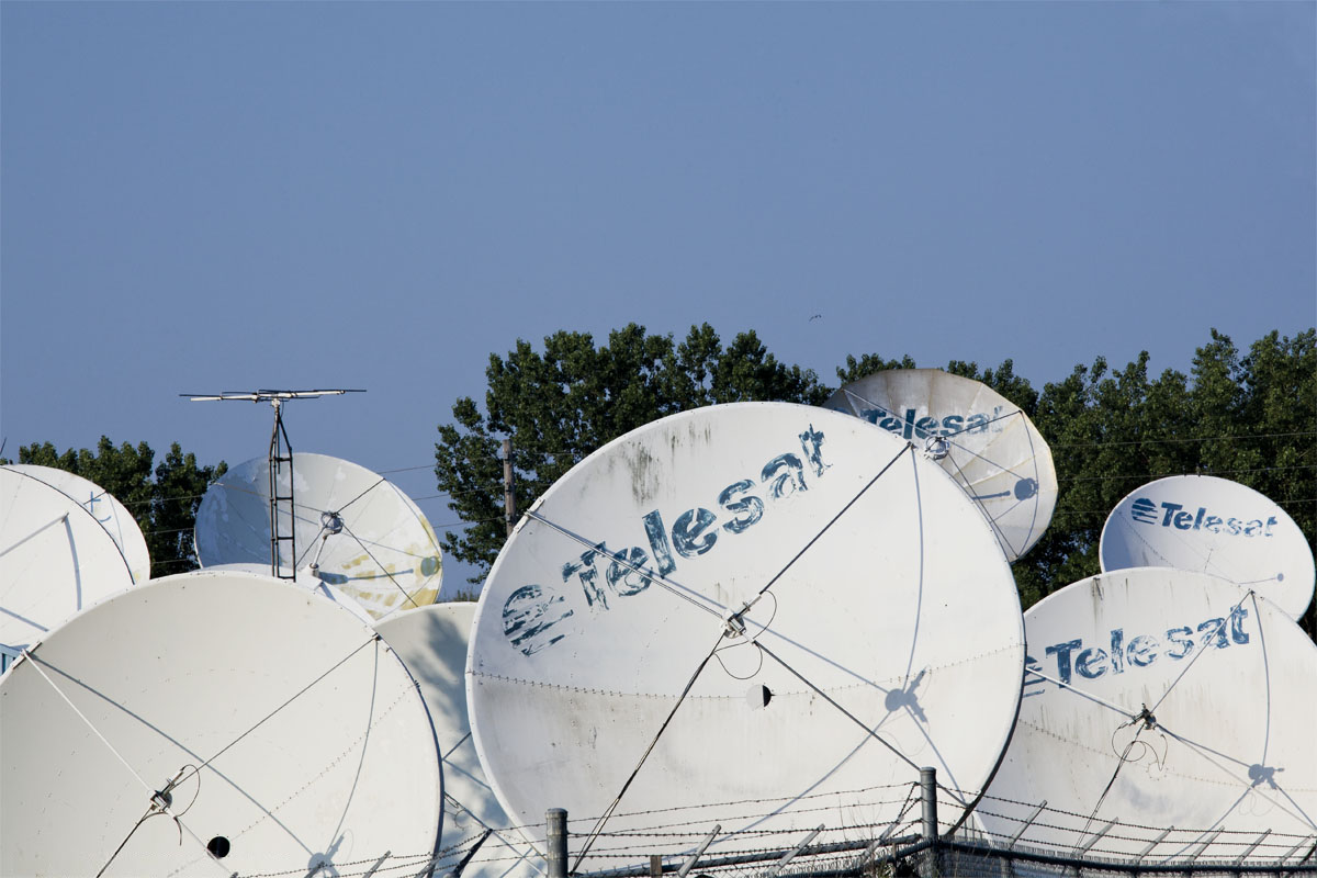 Satellite dishes on Unwin Avenue by Leslie spit.